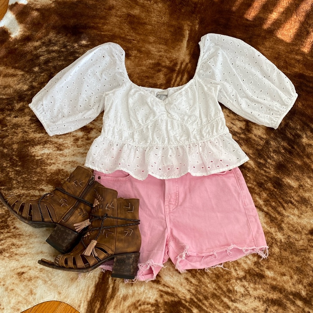 Eyelet Peasant Top